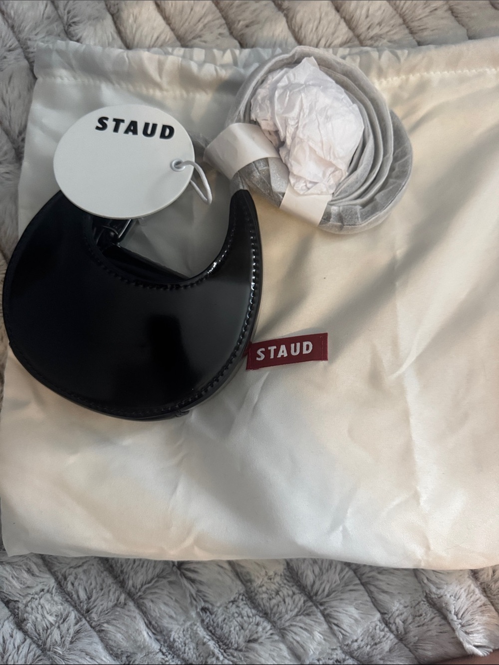 STAUD Crescent Mini Bag - Black Patent Leather